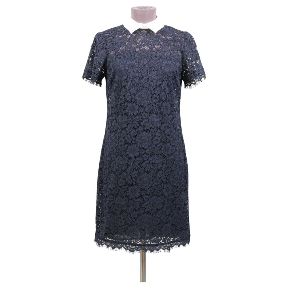 Michael Michael Kors Navy Blue Lace White Collar Wednesday Addams Dress Size 8